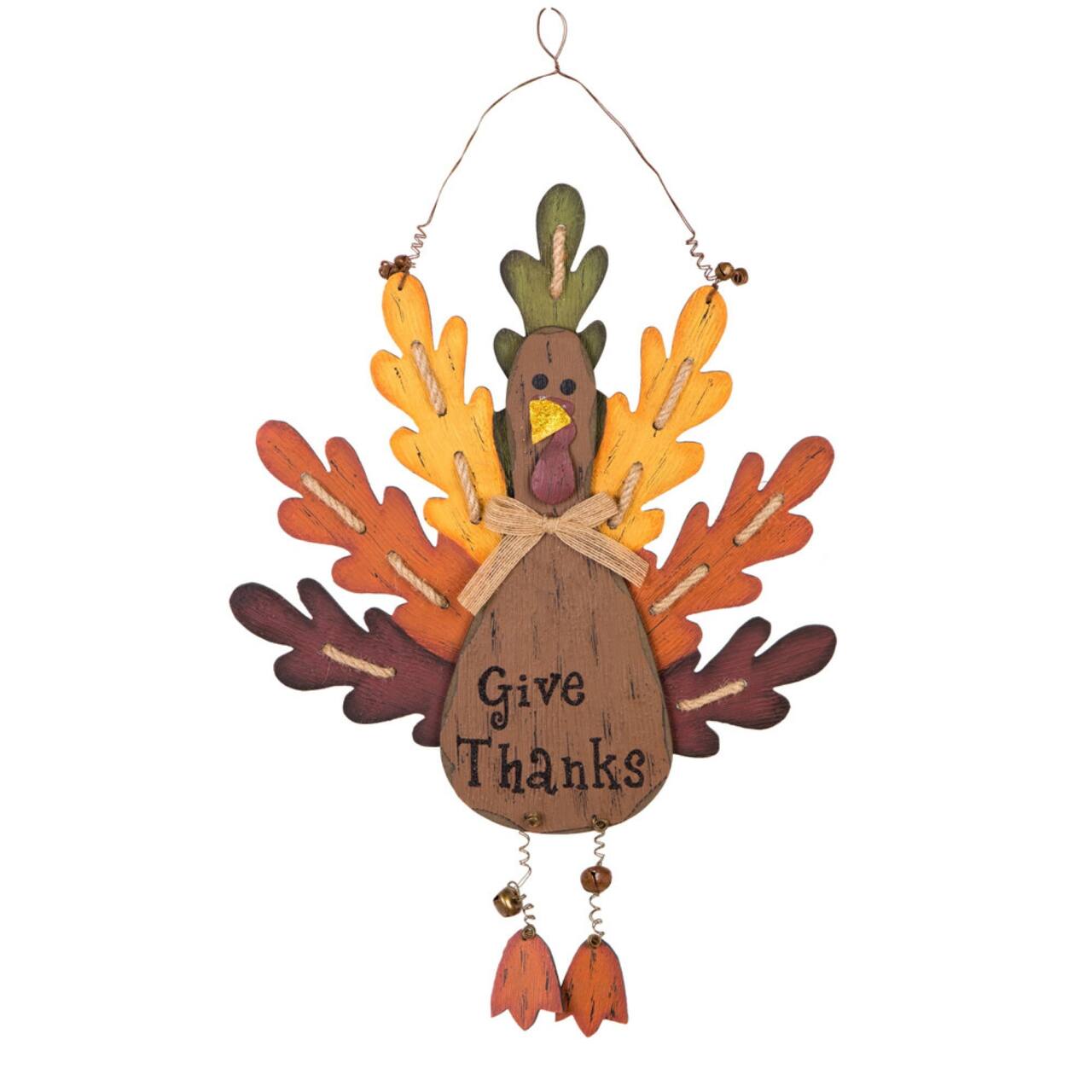 Glitzhome® 'Give Thanks' Turkey Hanging Wall Décor